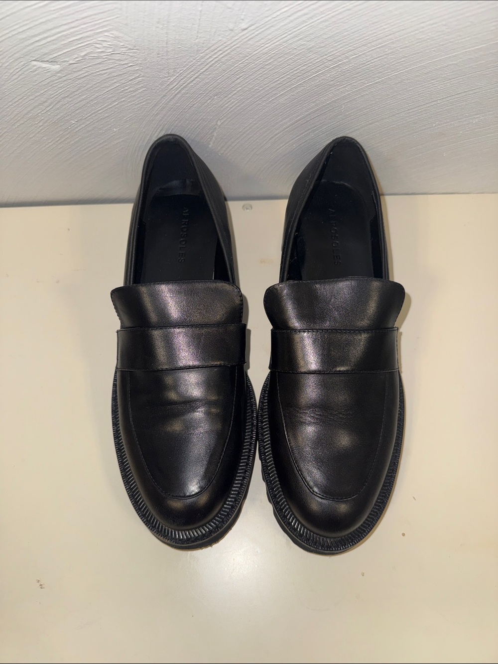 Black Leather Women's Penny Loafers - Sleek Slip-On Flats